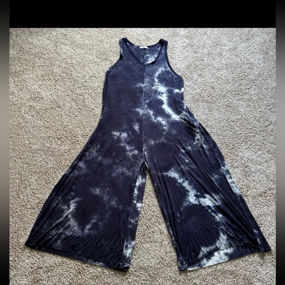 Natural Life Knit V-Neck Jumpsuit in Midnight Navy Tie-Dye 
One Size (fits all) - Picture 9 of 12